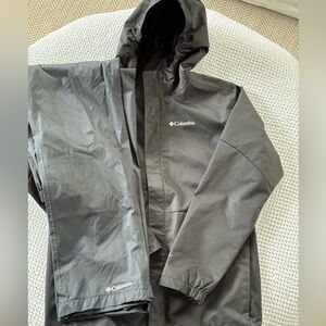Columbia Black Hooded Rain Jacket and Pants
